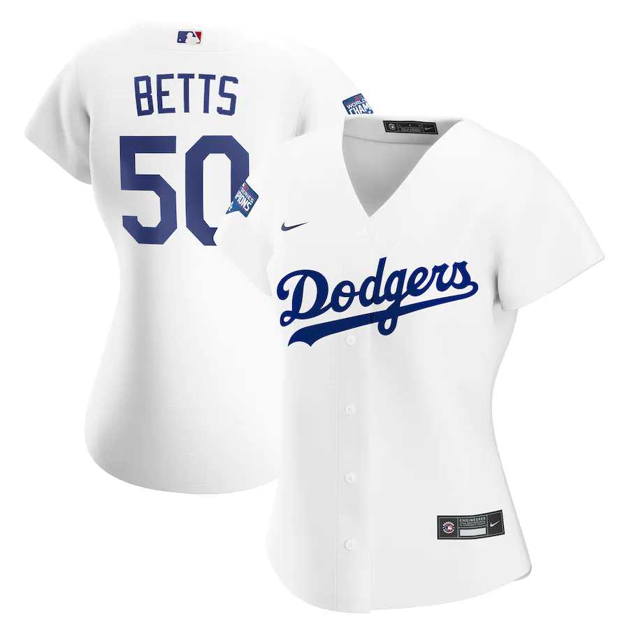 Women Dodgers 50 Mookie Betts White Nike 2020 World Series Champions Cool Base Jersey Dzhi,We sell and wholesale Women Dodgers 50 Mookie Betts White Nike 2020 World Series Champions Cool Base Jersey Dzhi on line form chian!